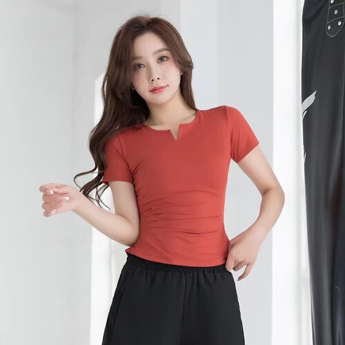 Viral V-neck Training Fitness Yoga Top for Women, Slimming T-shirt, Breathable Dance Workout Running Short Sleeve