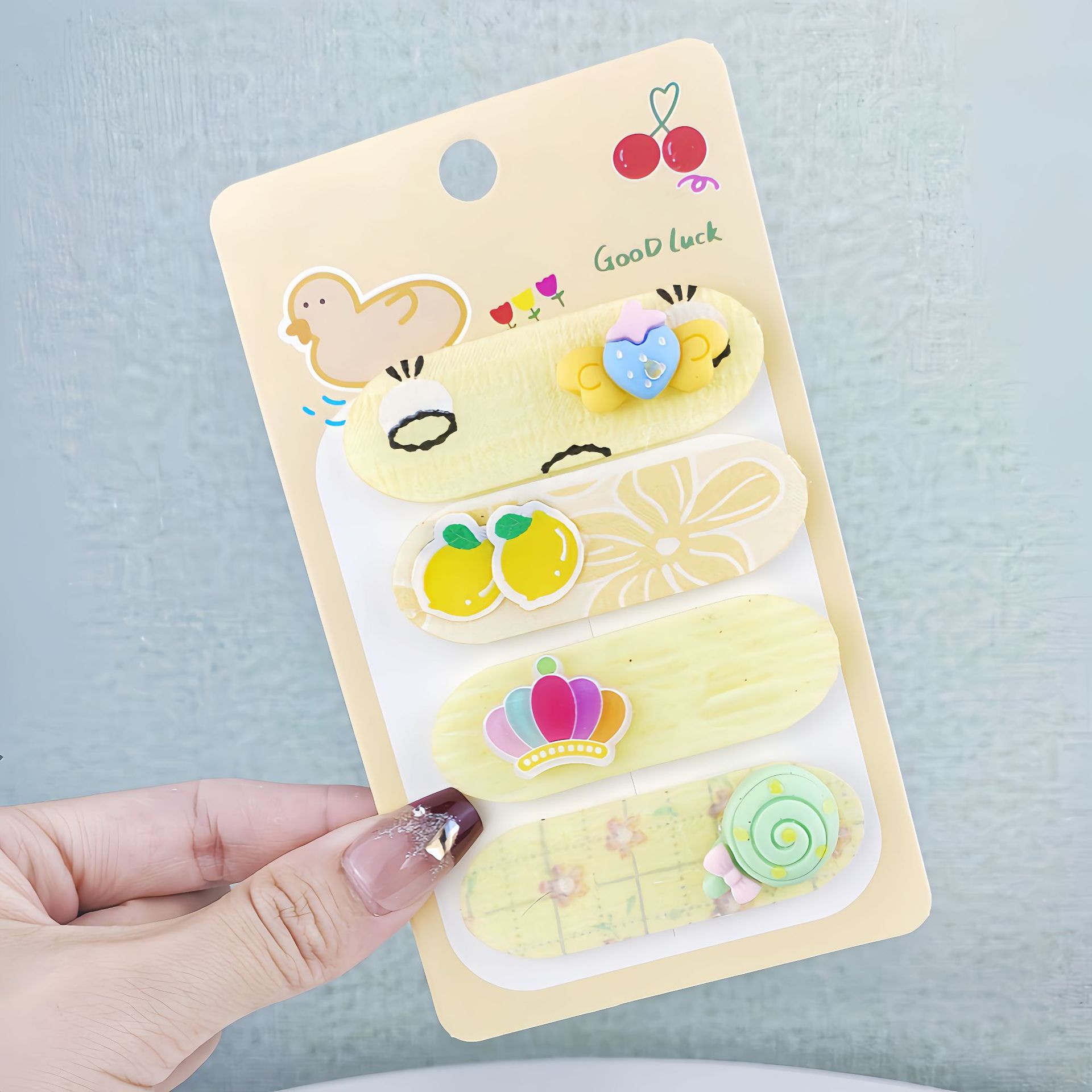 Niños nuevos Koolomi velcro para el cabello chicas coreanas en línea frange pegatinas de cabello rotas pegatinas de dibujos animados bandas de cabello toque