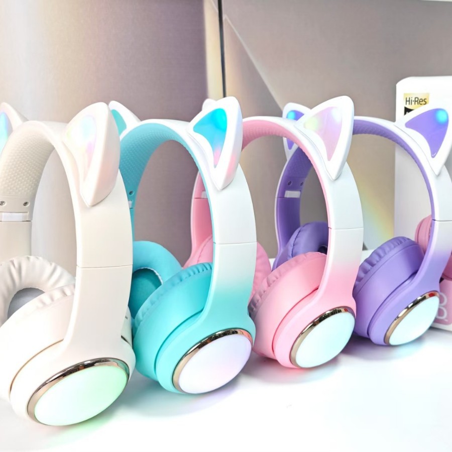 Transfronterizo nuevo creativo cápsula de gato auriculares inalámbricos luminosos de color gradiente auriculares para niños auriculares estudiantes image 3