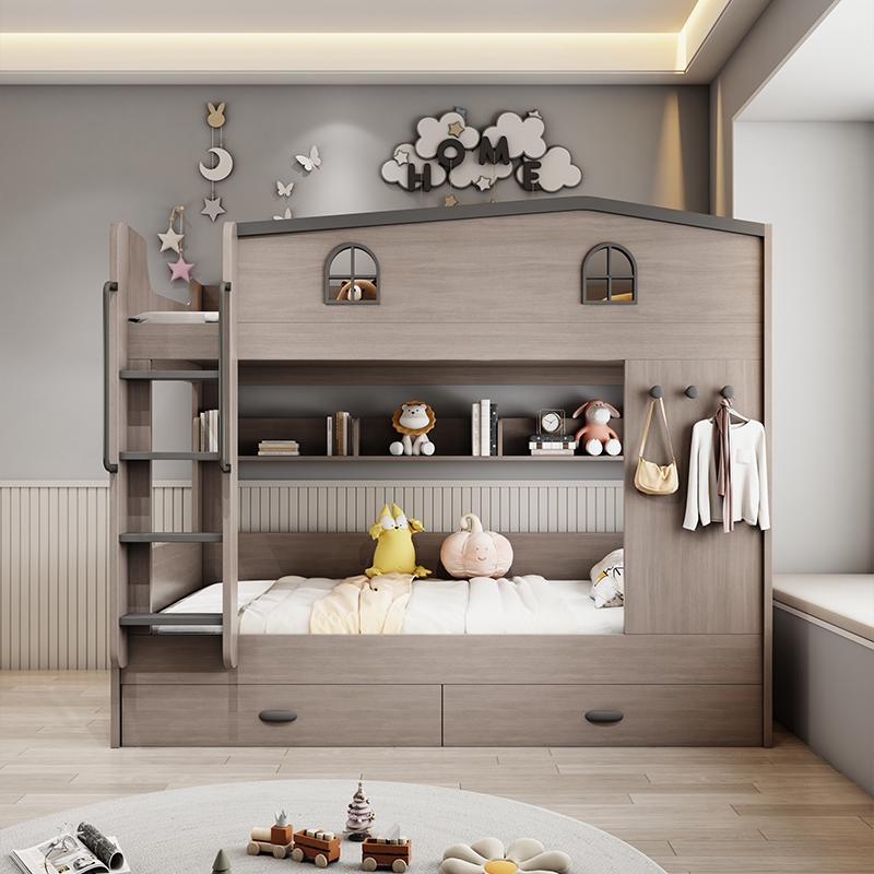 ✅ Bunk Bed for Small Apartments, Children's Bed with Two Levels, Adult Bunk Bed, Double Bunk Bed with Same Width and Parallel Placement