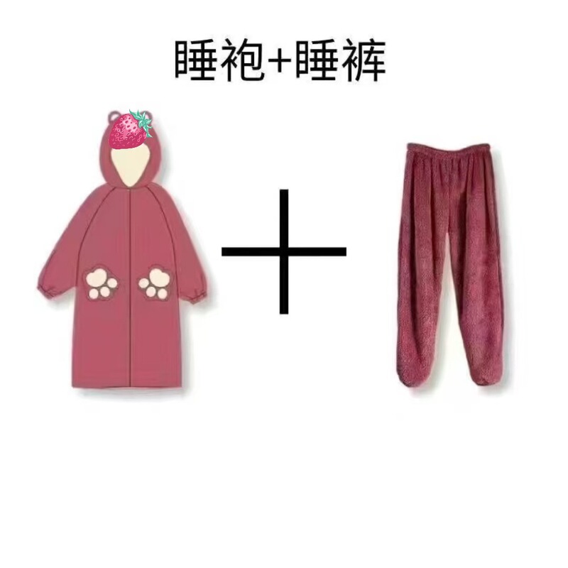 パンダ漫画パジャマコーラルベルベット 2025 新しい暖かいホーム服かわいいスーツは混合バッチで屋外で着用できます|undefined