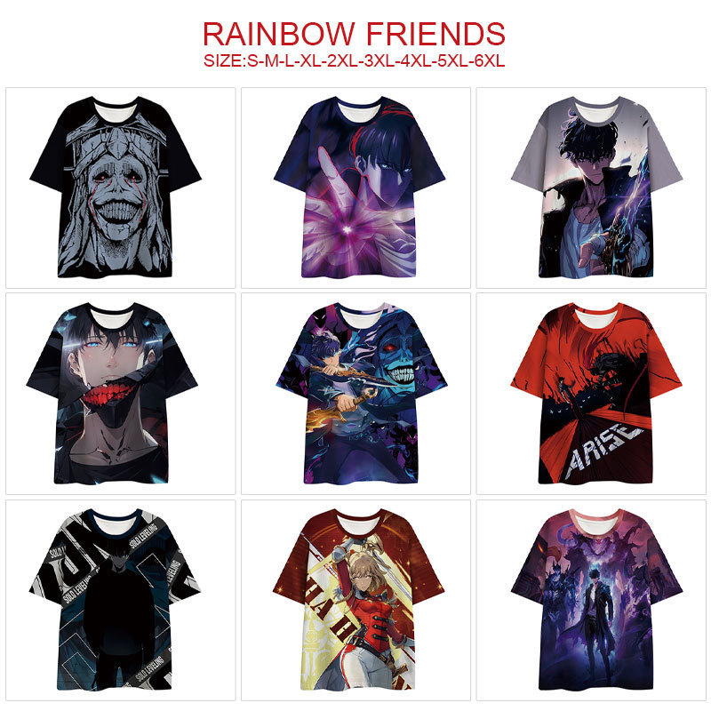 Color Anime Printed Jacket Anime I Alone Upgrade Surrounding Breathable Trend Men's and Women's All-match Short-sleeved T-shirt