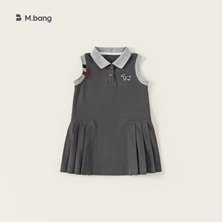 邦选童装女童连衣裙学院风polo领儿童背心裙夏天宽松小童百褶裙潮