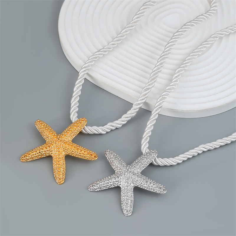 Summer Beach Ocean Series Exaggerated Starfish Necklace Women's Shell Bracelet Conch Earring Set Women_voghion.com