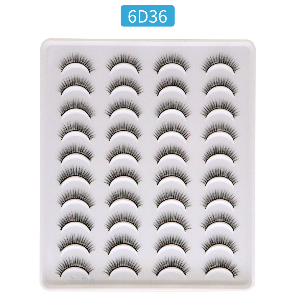 Una variedad de comercio exterior transfronterizo 20 pares de fibra cruzada gruesa natural de tallo duro pestañas postizas estilo mixto separado en stock