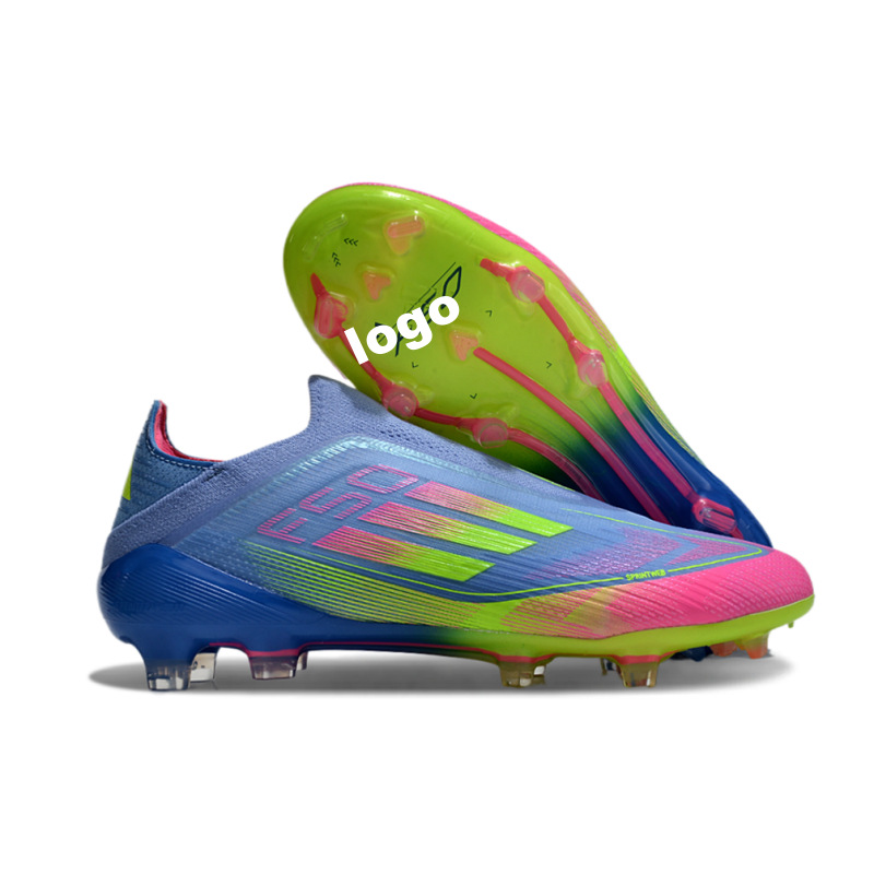 Fábrica de comercio exterior transfronterizo F50 zapatos de fútbol FG rosa con cordón de entrenamiento zapatos de fútbol para hombres hierba natural