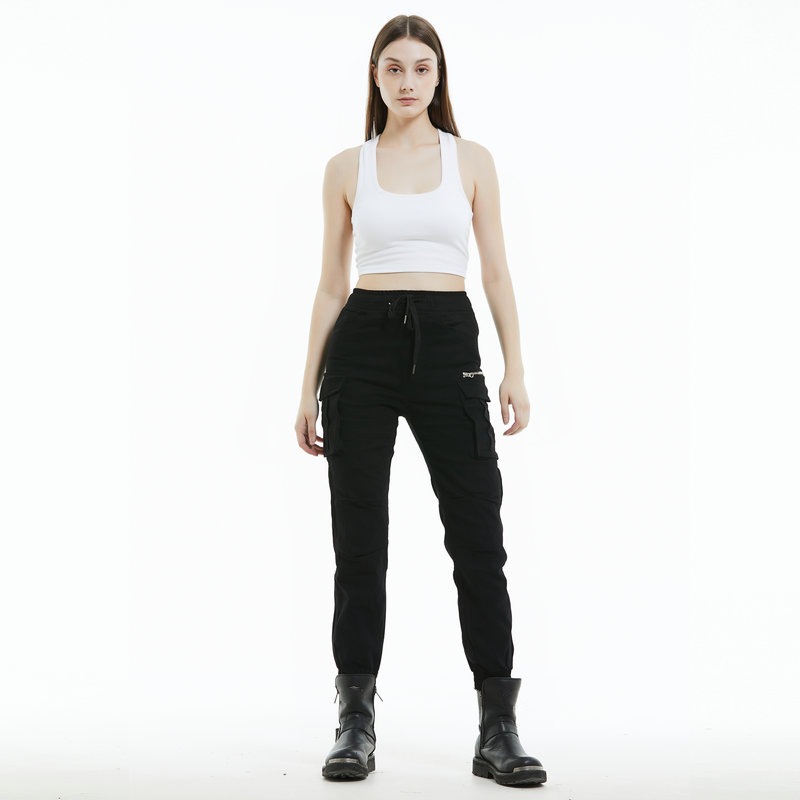 VOLERO pantalones vaqueros de la motocicleta de las mujeres de camuflaje atado al tobillo multi-Bolsa de ropa de trabajo motocicleta montar pantalones anti-caída equipo de protección alargado