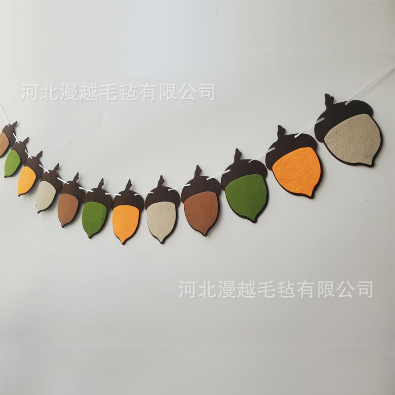 毛毡橡子拉花感恩节横幅秋季彩旗派对装饰家居挂饰节日装饰用品|undefined
