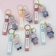 植绒拉布布套装钥匙扣公仔挂件拉布布钥匙扣公仔配件植绒labubu配