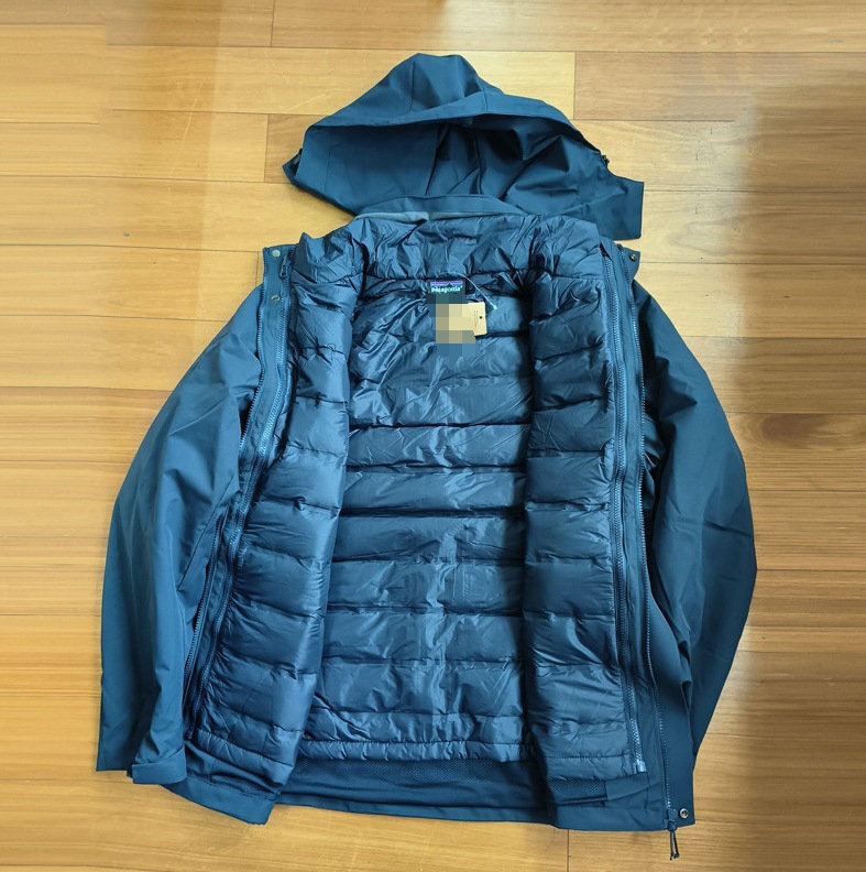 Chaqueta tres en uno para comercio exterior con forro de plumón, abrigo softshell impermeable con capucha para invierno.