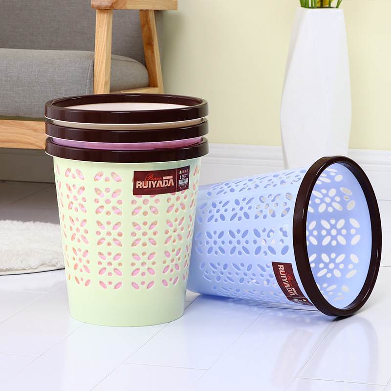 Creative Colorful Hollow Trash Can Household Toilet Bathroom Kitchen Bedroom Commercial Office Living Room Paper Bin 