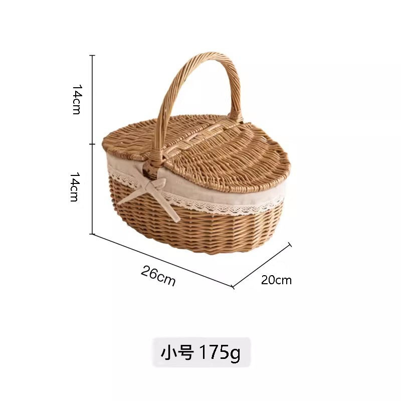 Cesta de almacenamiento de primavera, viento pastoral, tejido de sauce, cesta de almacenamiento portátil al aire libre con cubierta de aislamiento de calor, cesta de picnic roja, envío gratuito.