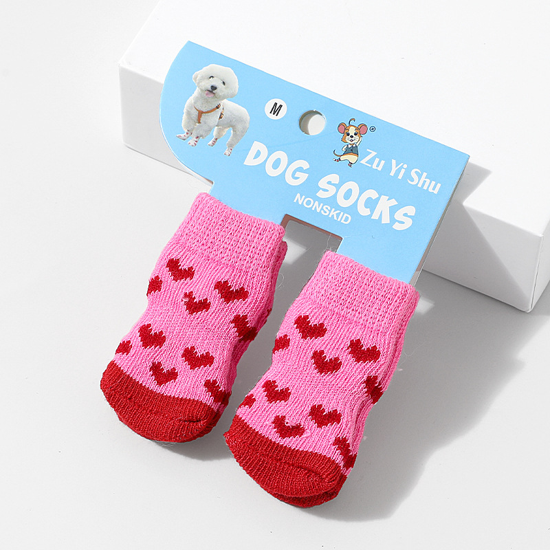 Nuevos calcetines para mascotas de alta calidad antideslizante inferior cachorro calcetines perro pie cubierta de peluche perro caniche calcetines de algodón suministros