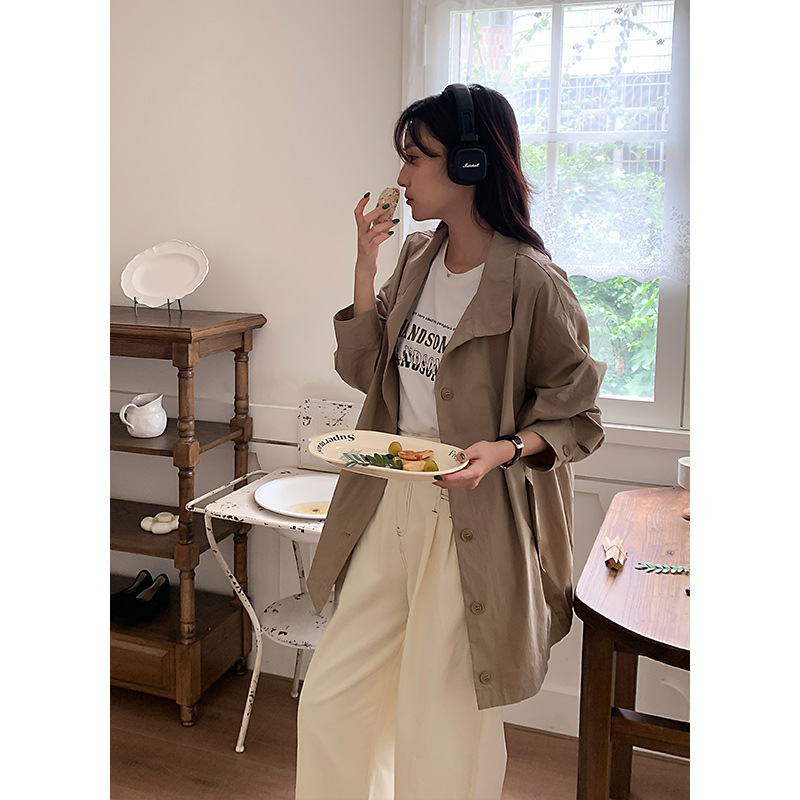[No Returns or Exchanges] High-End Style, Relaxed and Comfortable Mid-Length Trench Coat for Women, Autumn Korean Style Oversized Jacket