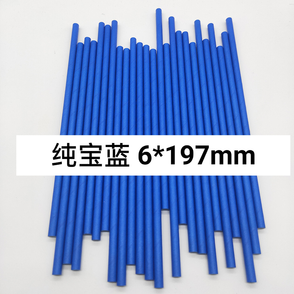 Combinación azul paja de papel desechable degradable papel Kraft bar fiesta postre pastel decoración tubo recto tubo para beber
