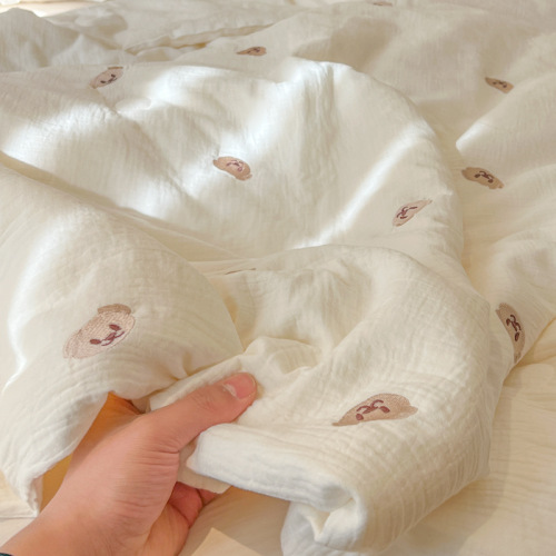 A-class mother and baby double-layered summer quilt with double-layered cotton cloth, water-washed cotton cloth, wrinkled cotton cloth air conditioning quilt/spring and autumn quilt 