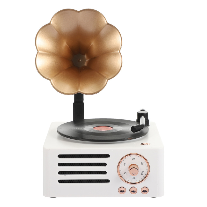 新デザインのクリエイティブギフト蓄音機BluetoothスピーカーT15レトロな花型スピーカー回転レコードお土産|undefined