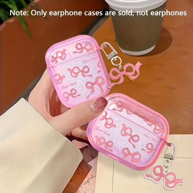Apple Wireless Bluetooth Headphone Protective Cover Airpodspro Pink Bow 1/2 Generation Suitable for 3/4 Headphone Case Apple Wireless Bluetooth Headphone Protective Cover Airpodspro Pink Bow 1/2 Generation Suitable for 3/4 Headphone Case