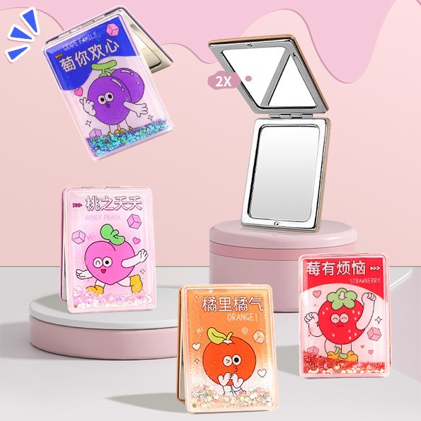 Moda creativa de moda rectangular espejo de maquillaje de arena flotante, espejo de maquillaje portátil, espejo de maquillaje de arena flotante, espejo de maquillaje