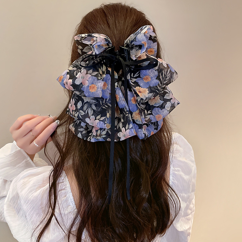 Women's Japanese Style Sweet Flower Cloth Printing Hair Claws display picture 6