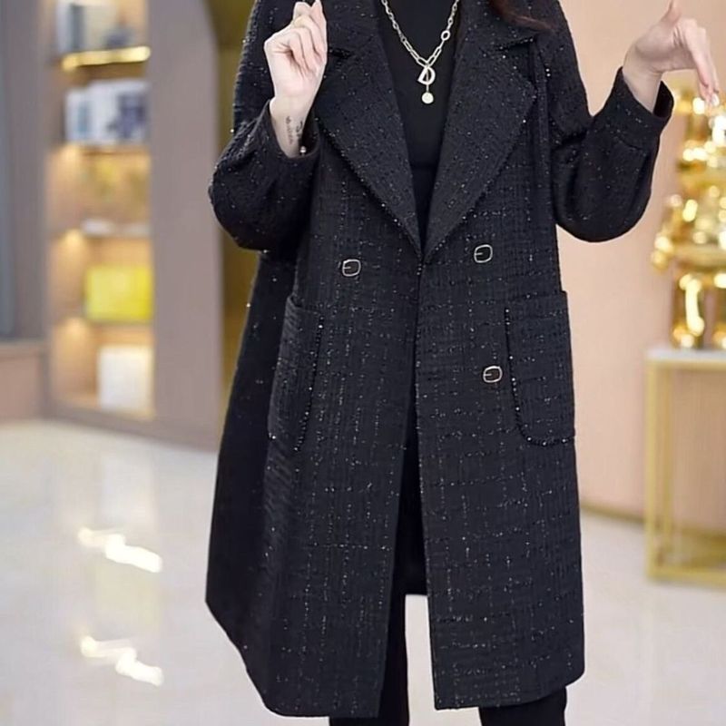 萱子时尚风衣外套女秋冬2025气质奢华显瘦减龄中长款大衣|undefined