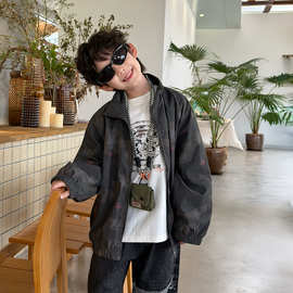 棉小铺男童外套儿童秋季机车服2026新款韩版潮牌立领迷彩童装套装