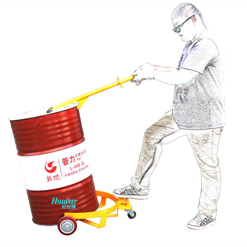 现货供应DC500低位油桶搬运车 手动油桶车 简易油桶车 咬嘴油桶车
