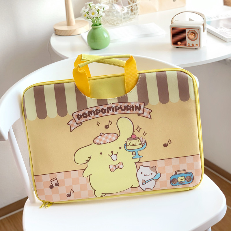 Bolso de computadora portátil de 16 pulgadas de gran tamaño, bolso de tableta iPad de dibujos animados, maletín de maleta enchufable