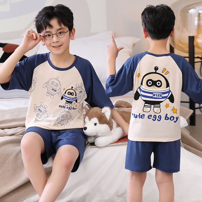 Verano niñas pijamas algodón peinado fino traje de manga corta niños niñas estilo occidental grande lindo homewear