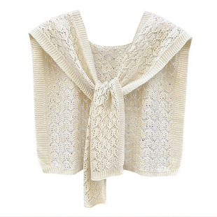 Shawl Women's Knot Knitted Hollow Outer Skirt Shirt Ware Shoulder Spring and Summer Shoulder Internet Red Ladybug Shawl Scarf