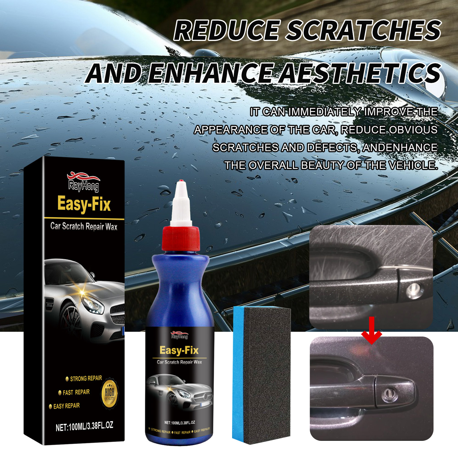 Rayhong Car Scratch Wax Car Paint Scratch Abrasive Polishing Coating Paint Maintenance