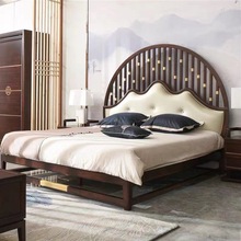 新中式全实木床1.8米双人床现代简约乌金木主卧室中国风婚床家具