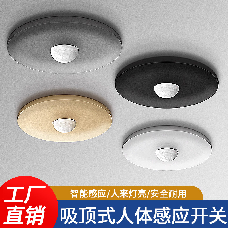 外贸嵌入式暗装红外线人体感应开关吸顶式220V家用LED灯排气扇