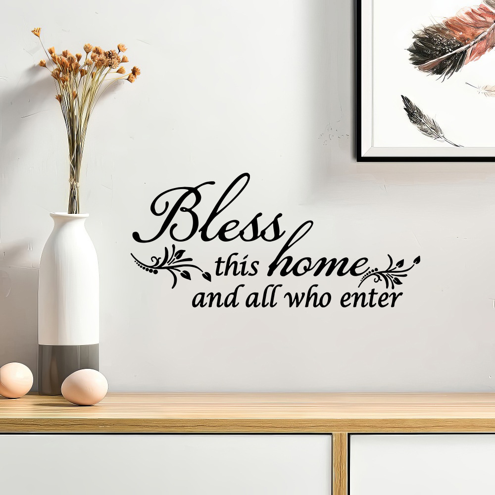 Amazon Bless This Home and All who Enter English Letter Wall Stickers Foreign Trade Stickers