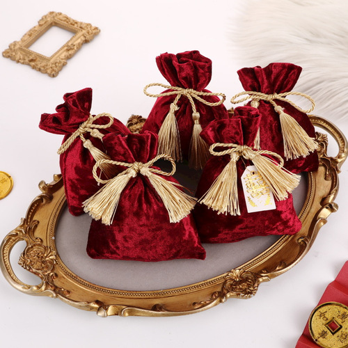New Creative Velvet Bag Packaging, European-Style Gift Candy Sachet, Tied-Neck Candy Pouch, Gift Bag, Handout Gift