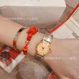 热销欧家星座系列新款太阳纹字面土豪金色盘石英精钢男女同款批发