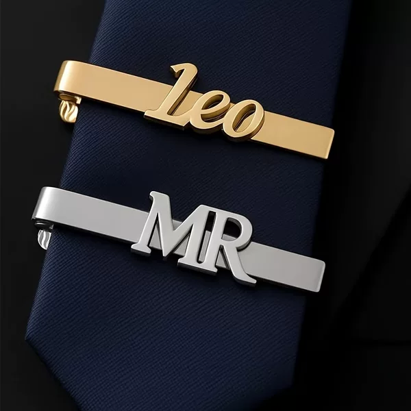 European and American Cross-Border Tie Clips DIY Custom Logo Name Initials Stainless Steel Gold-Plated Non-Fading Tie Clip