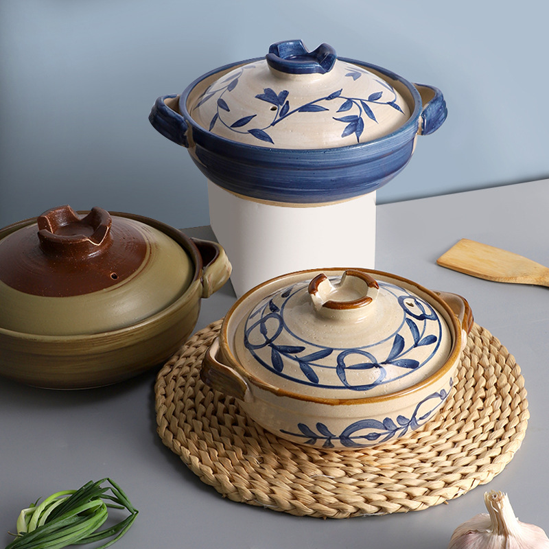 Japanese-style Casserole Household Soup Stew Pot Soup Rice Pot Light Casserole Gas Gas High Temperature Resistant Clay Stew Pot