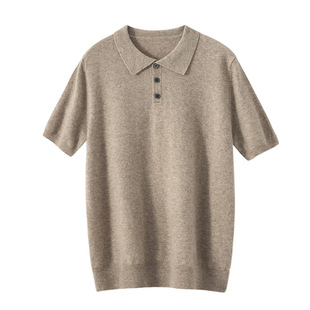 2025 Spring and Autumn New Solid Color Cashmere Sweater T-Shirt Men's Lapel Short Sleeve Cashmere Thin Half Sleeve T-Shirt