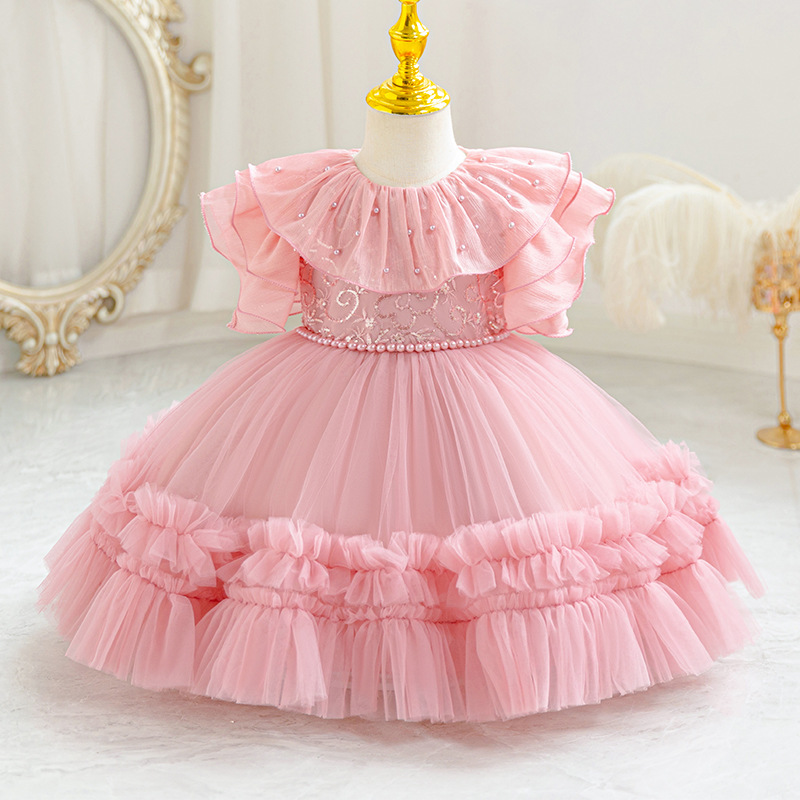 Beads, wedding dress, small princess costume, girl's skirt, evening dress