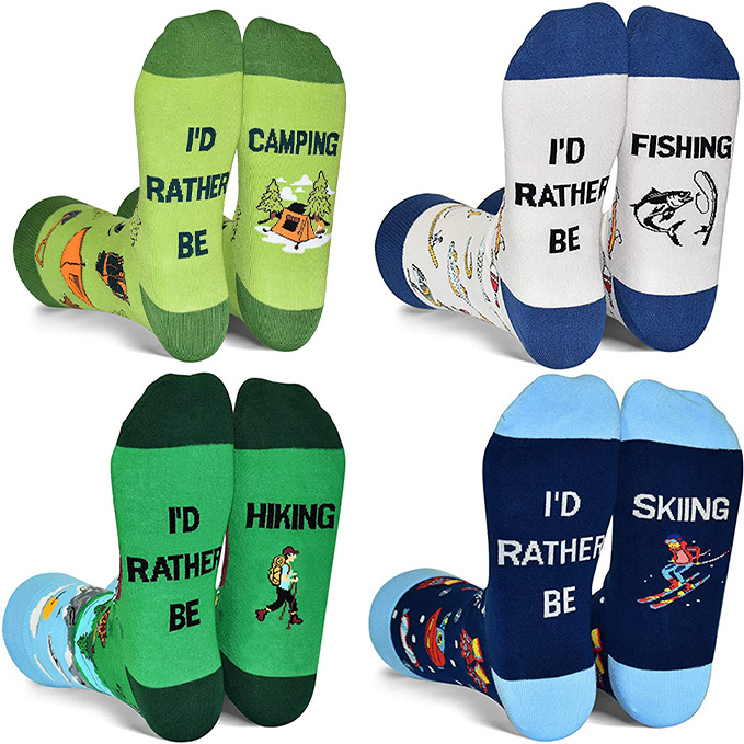 Cross-border Amazon English Letter Socks Outdoor Camping Fishing Mountain Climbing Skiing Sports Socks wish Spot