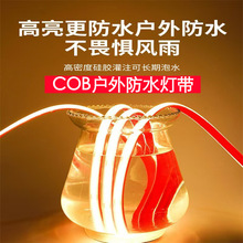 COB硅胶自粘灯带家用户外工程24V低压防水可泡水320珠高亮软灯条