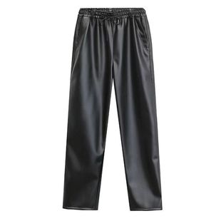 Leather pants men's oil-proof waterproof work pants single middle-aged and elderly men's loose labor protection men's fleece-lined thickened leather pants