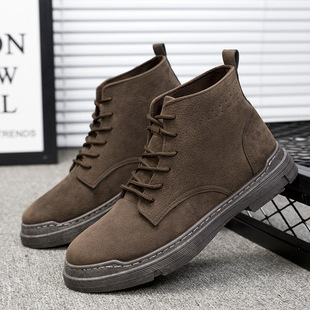 Men's Martin boots single cotton same style 2023 new casual shoes Korean style trendy student sports Breathable High-top all-match