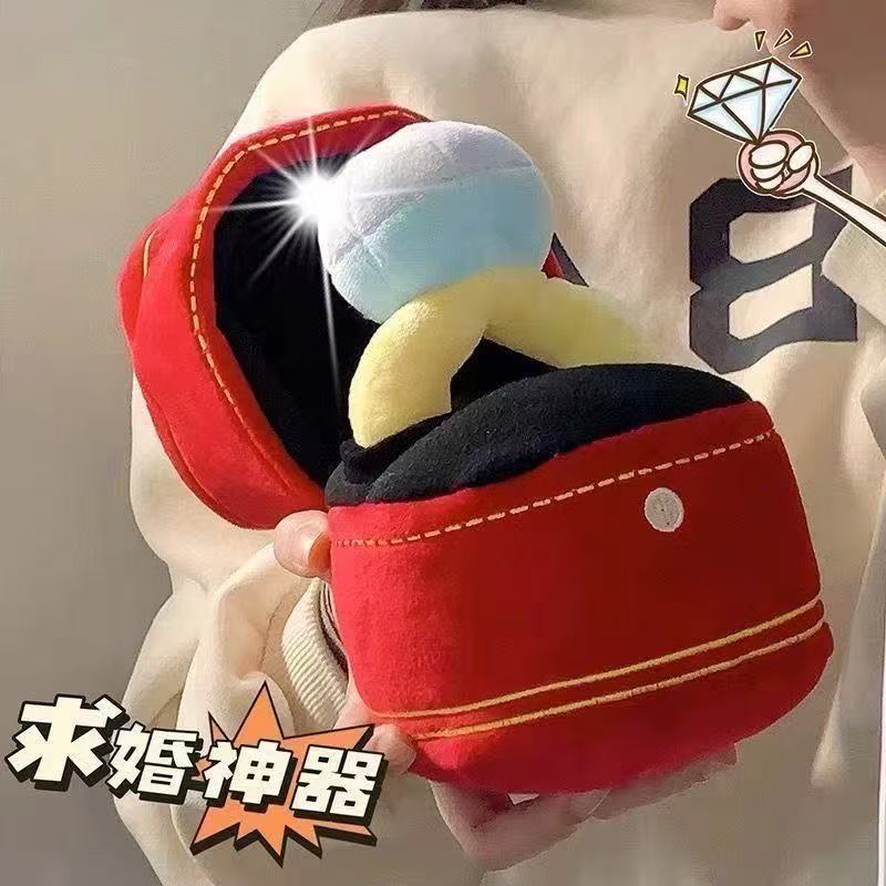 Little Red Book's Same Style Oversized Diamond Engagement Ring Set Plush Toy Creative Birthday Plush Ring