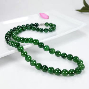Natural Hetian Jade Jasper Necklace Round Bead Necklace Jasper Style Mom Chain Pearl Necklace 2024 Hetian Jade Necklace