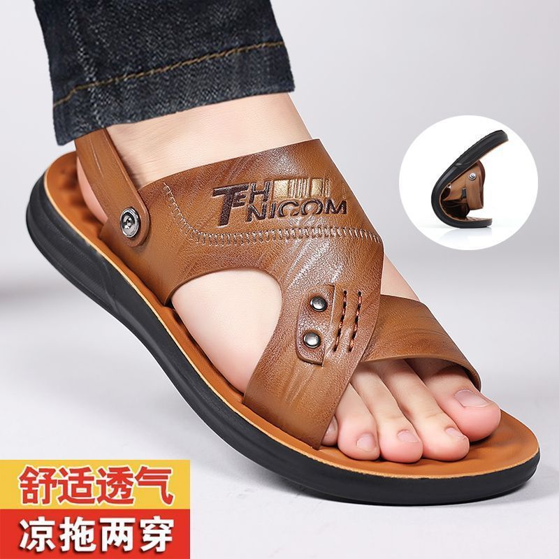 Dropshipping with free shipping: Men's sandals and slippers, two-in-one, for summer outdoor wear, thick-soled, non-slip, waterproof