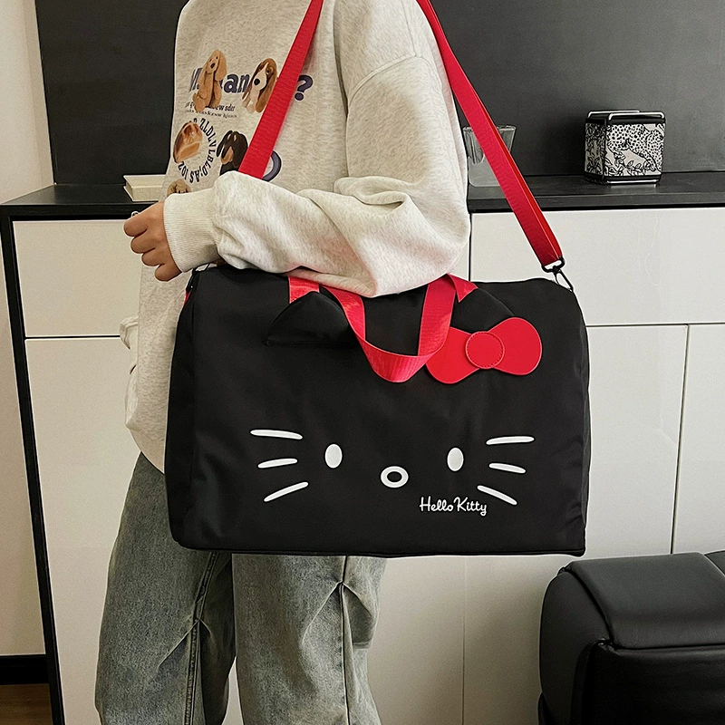 Hello Kitty, дорожная сумка, мультяшная милая вместительная через плечо с бантом, ручная/плечевая сумка