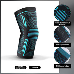 New style double-ripple silicone anti-slip nylon knitting breathable four-way elastic knee pads for sports protection