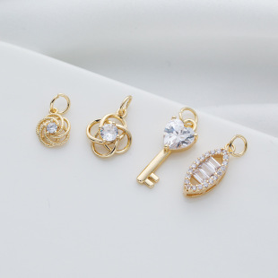 14K�~僽�ɫ���ʯС���ݷ���R��耳׵���diy�ֹ��Ʒ�����